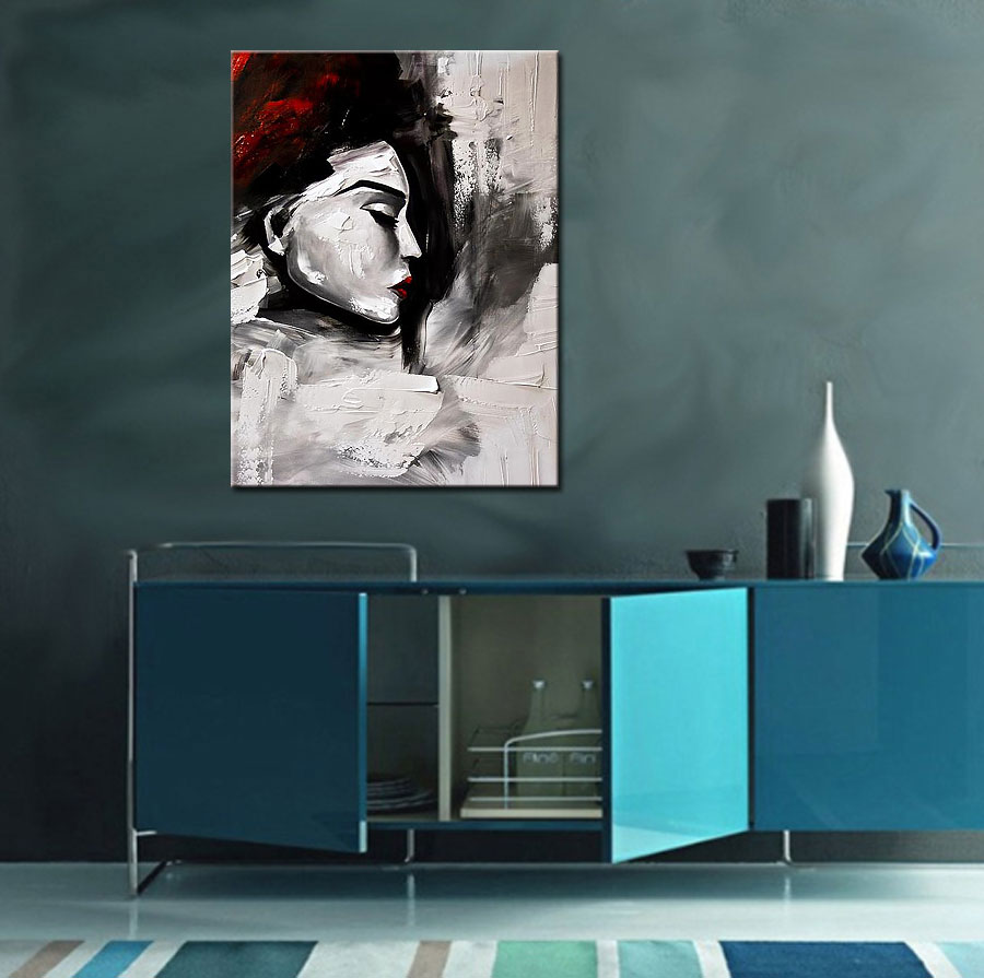 Sleeping Woman dame modern schilderij 90x120cm - Afbeelding 4