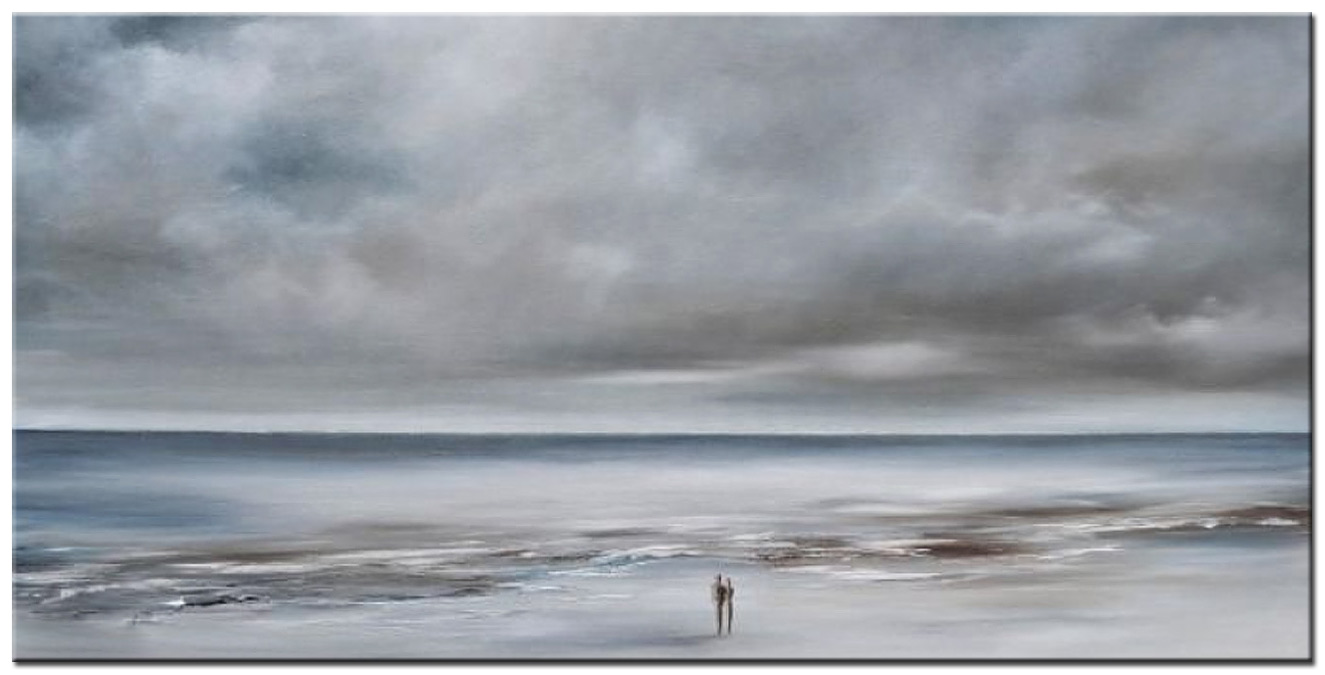 Figuratief schilderij Bezinning aan Zee 180x90cm