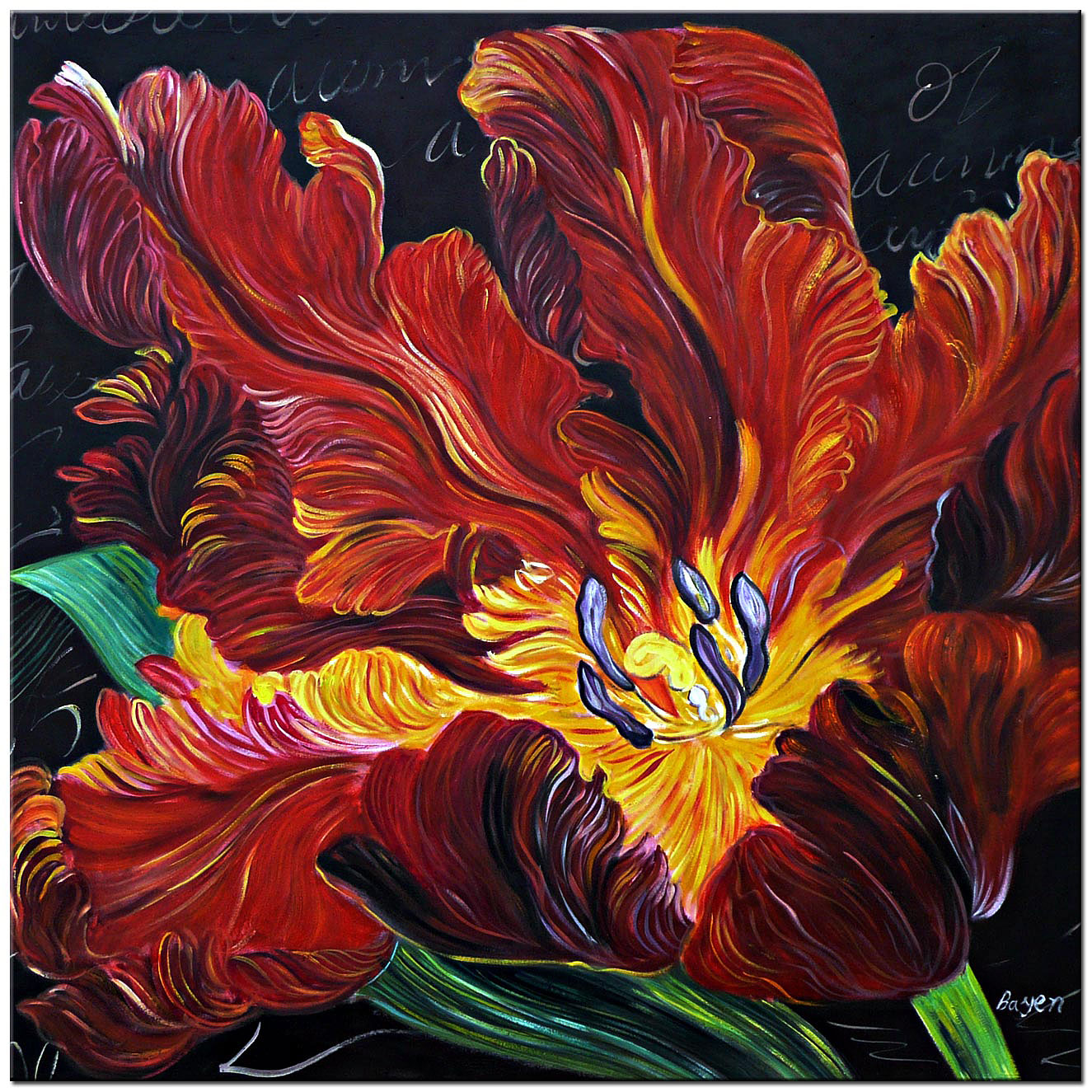 Wilde Roos bloemen schilderij