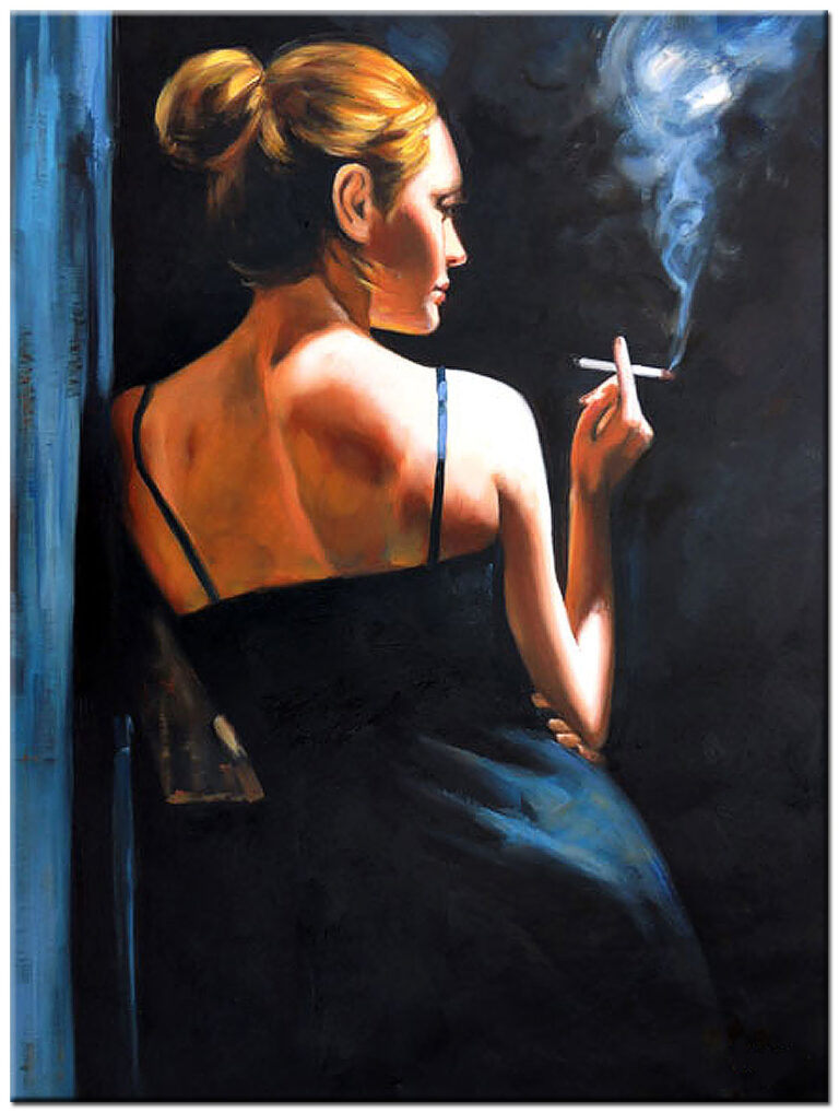 smoking lady schilderij