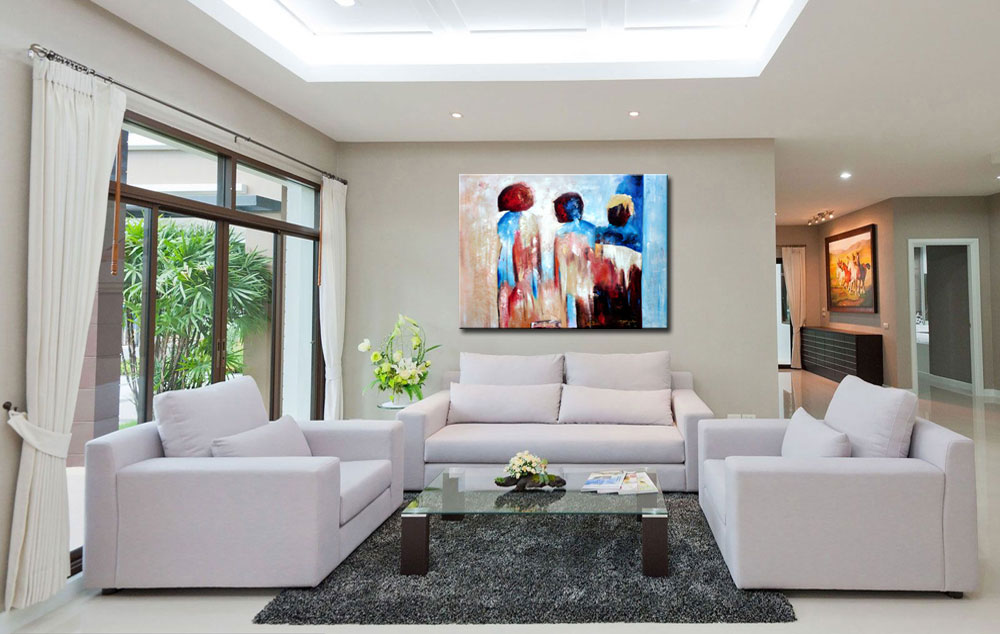 Figuratief modern schilderij Drie Mensen 120x90cm - Afbeelding 3