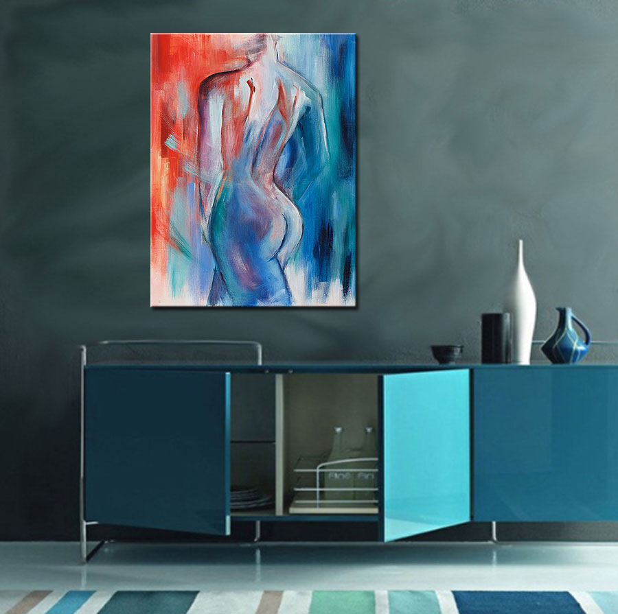 Erotisch schilderij Kleurrijke Vrouw 90x120cm - Afbeelding 4