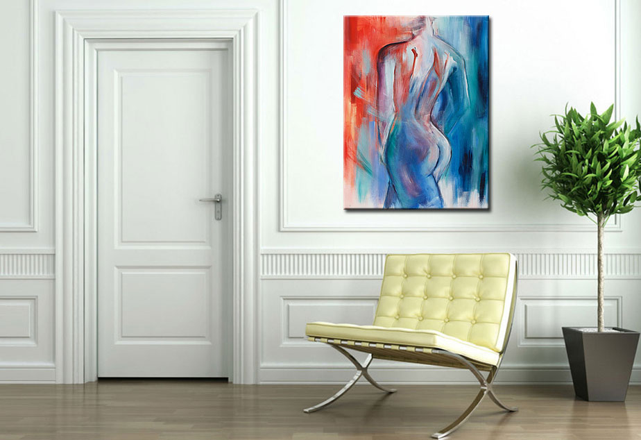 Erotisch schilderij Kleurrijke Vrouw 90x120cm - Afbeelding 2