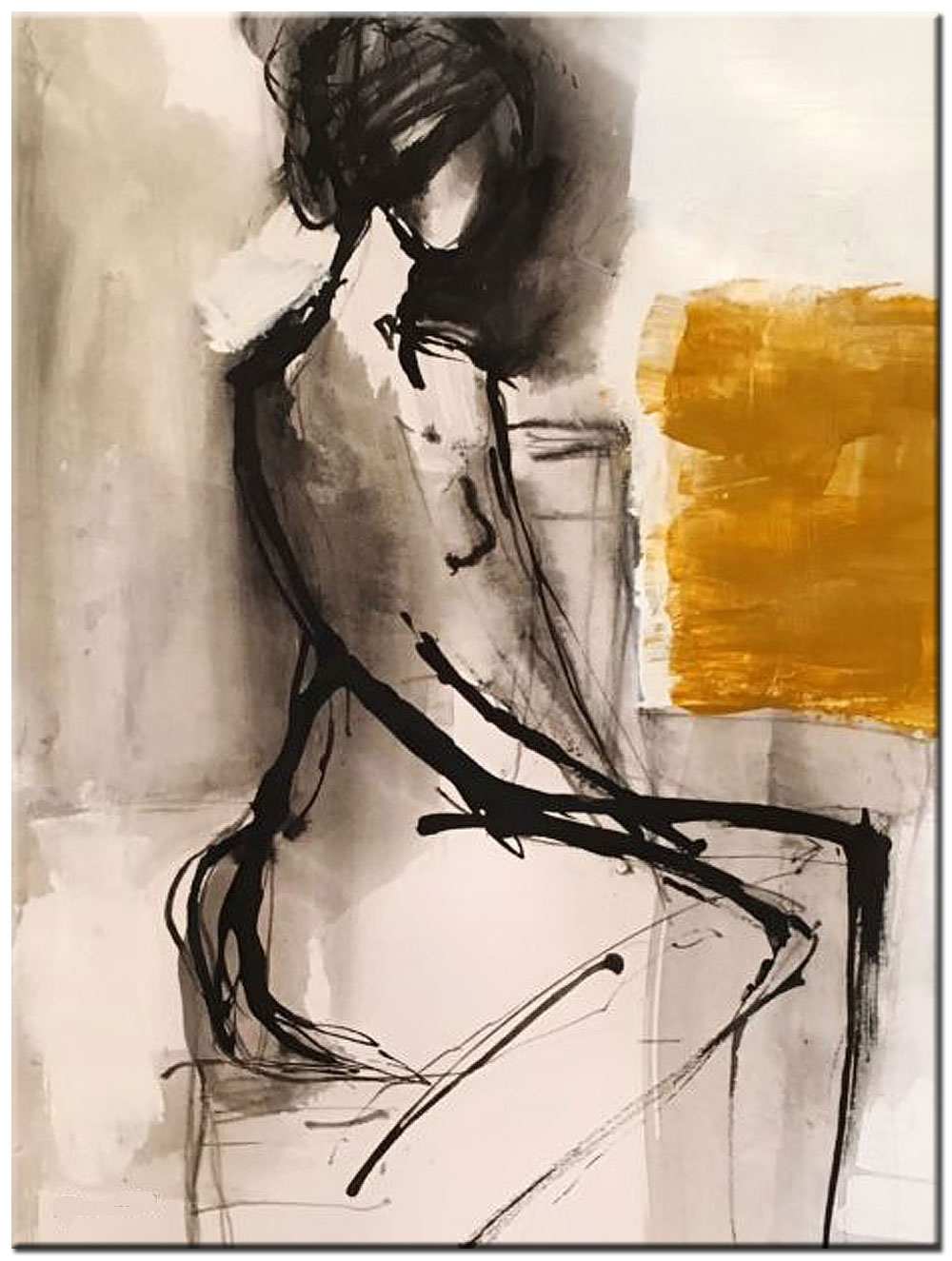 Dame Assise modern erotisch schilderij 90x120cm