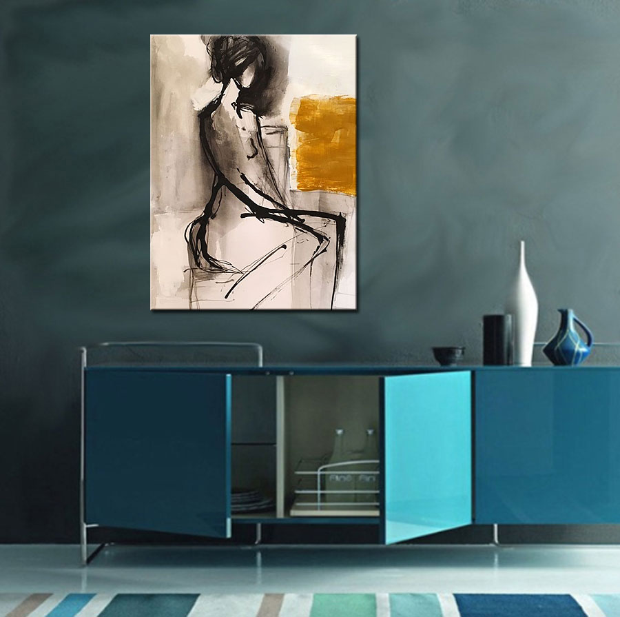 Dame Assise modern erotisch schilderij 90x120cm - Afbeelding 4