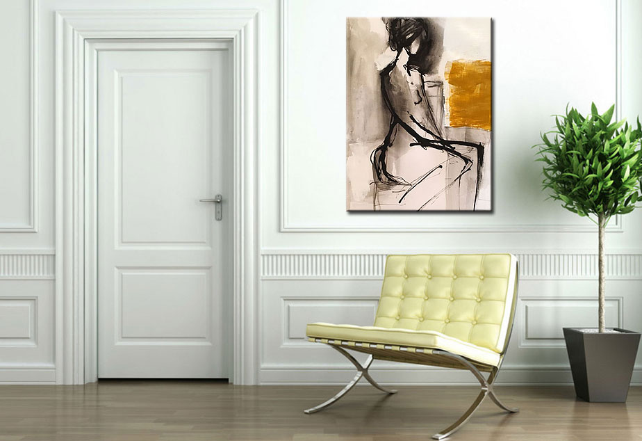 Dame Assise modern erotisch schilderij 90x120cm - Afbeelding 3