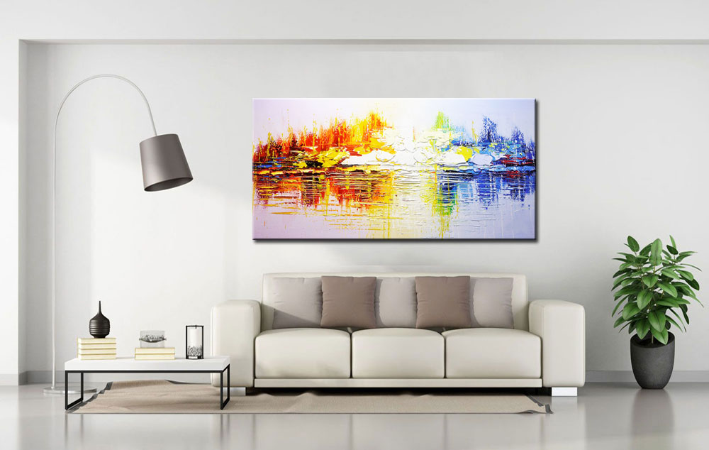 Spiegeling modern groot schilderij 180x90cm - Afbeelding 4