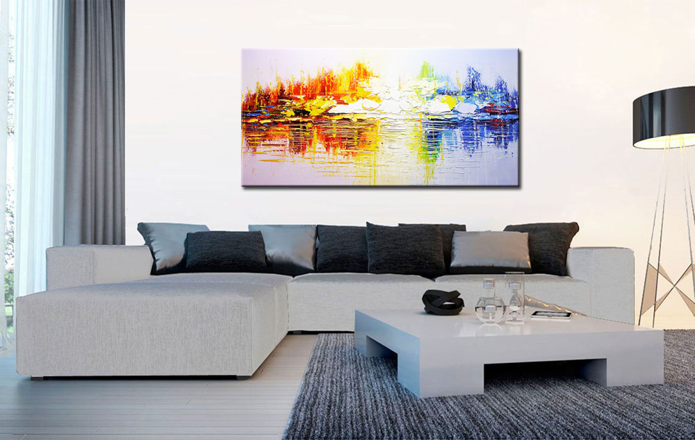 Spiegeling modern groot schilderij 180x90cm - Afbeelding 3