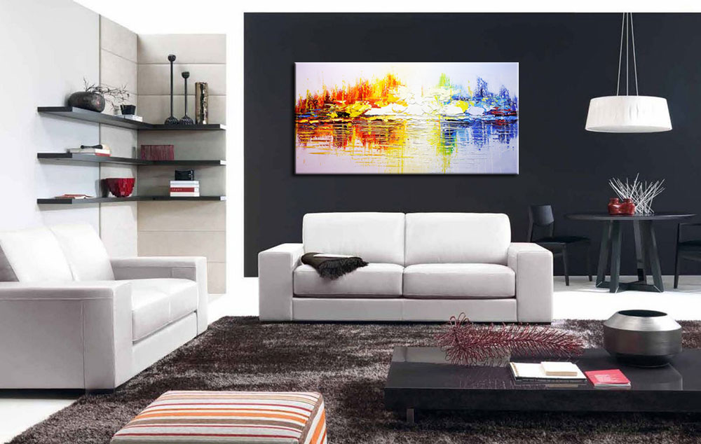 Spiegeling modern groot schilderij 180x90cm - Afbeelding 2