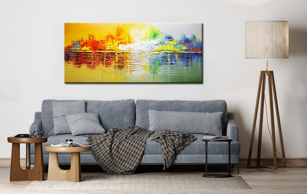 Abstract schilderij Zonsondergang in kleur 160x70cm - Afbeelding 2