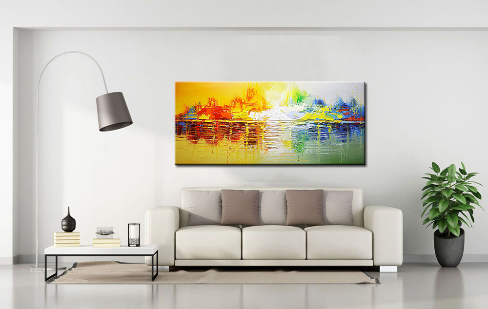 Abstract schilderij Zonsondergang in kleur 160x70cm - Afbeelding 3