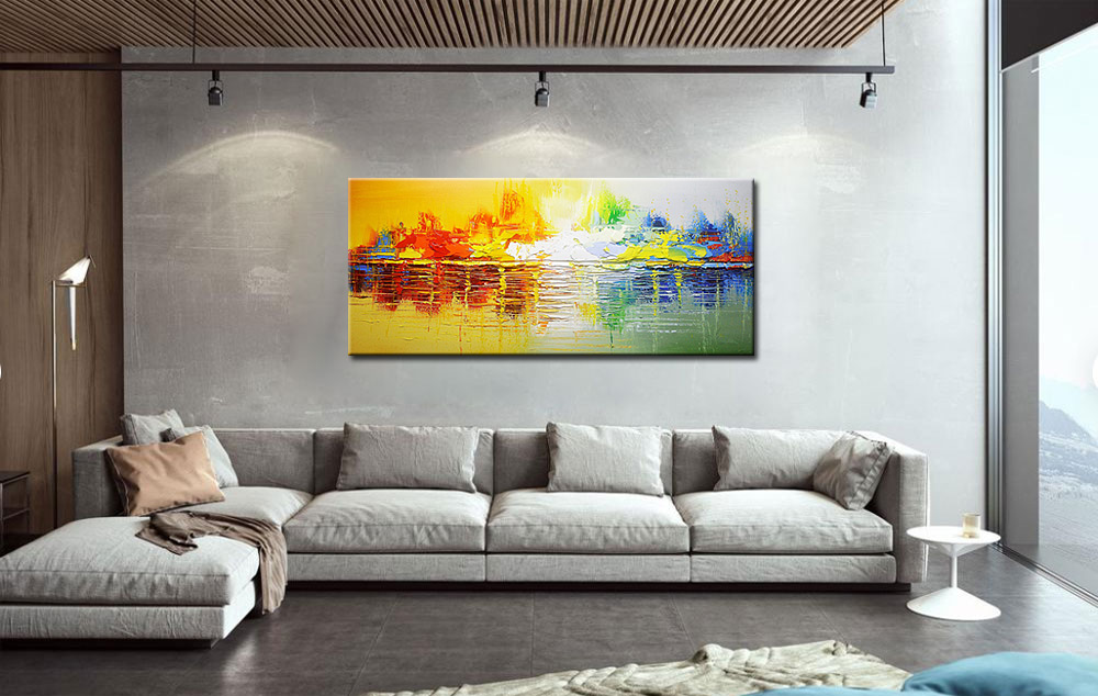Abstract schilderij Zonsondergang in kleur 160x70cm - Afbeelding 4