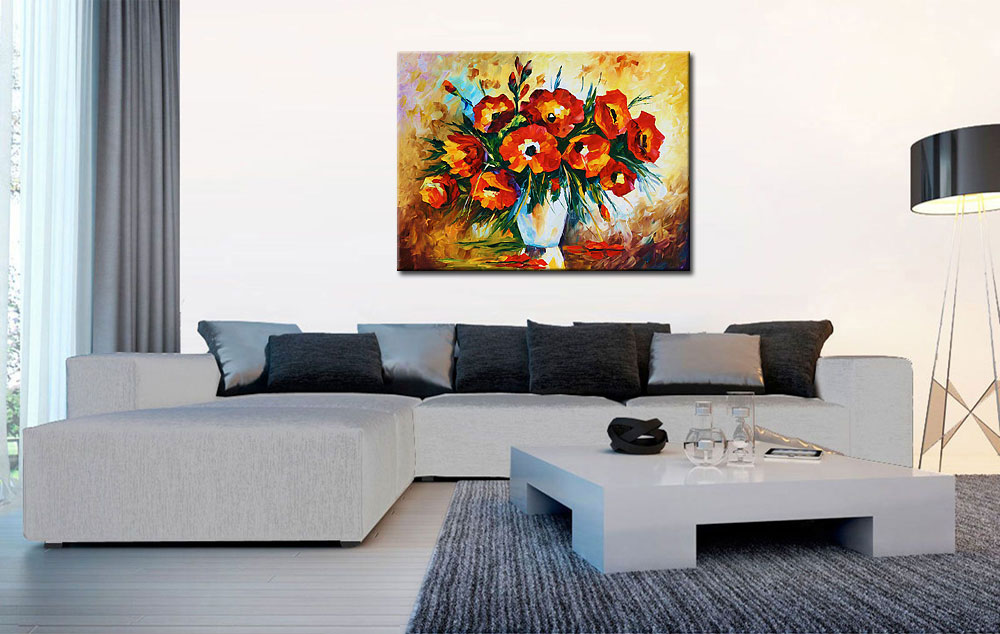 Bloemenvaas modern schilderij 120x90cm - Afbeelding 4