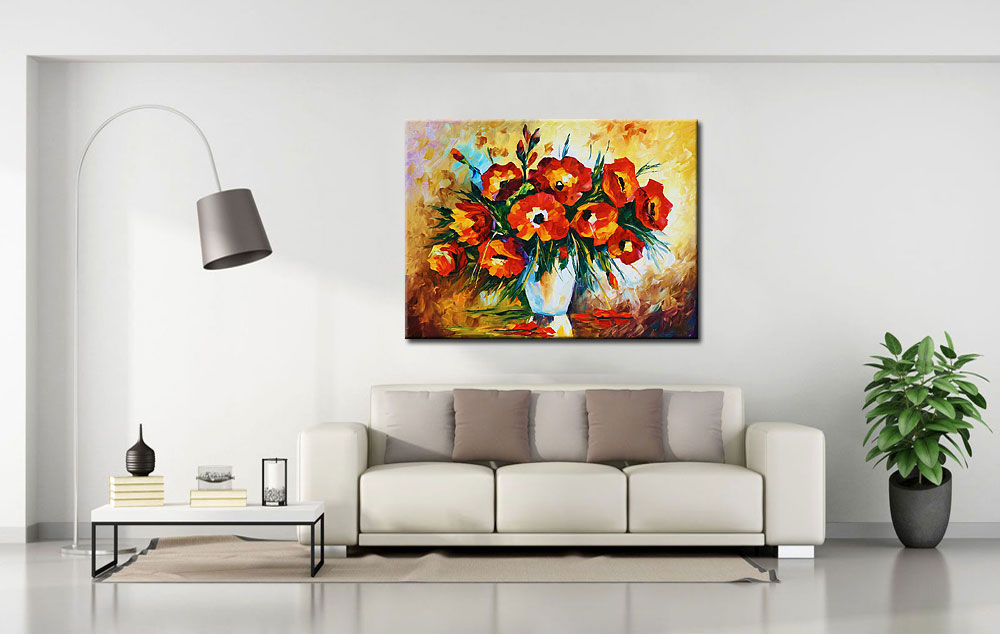 Bloemenvaas modern schilderij 120x90cm - Afbeelding 3