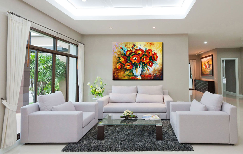 Bloemenvaas modern schilderij 120x90cm - Afbeelding 2