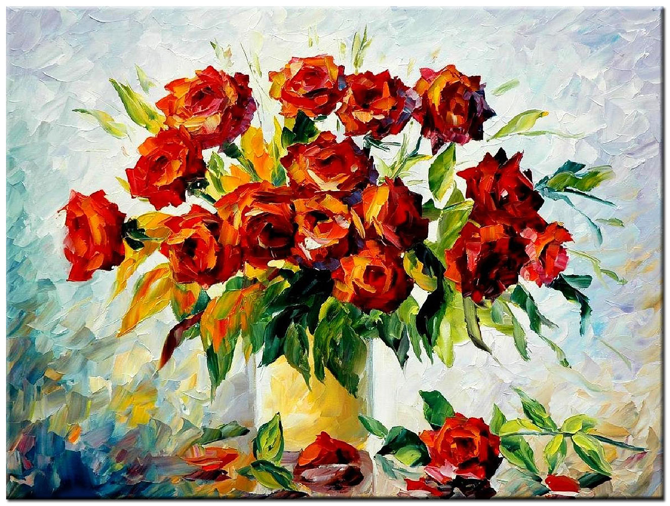 Rozen in een Vaas modern schilderij 120x90cm