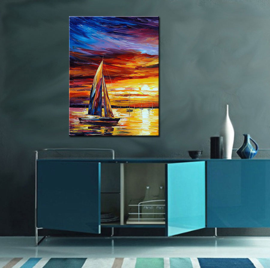 Zeilboot modern schilderij 90x120cm - Afbeelding 4