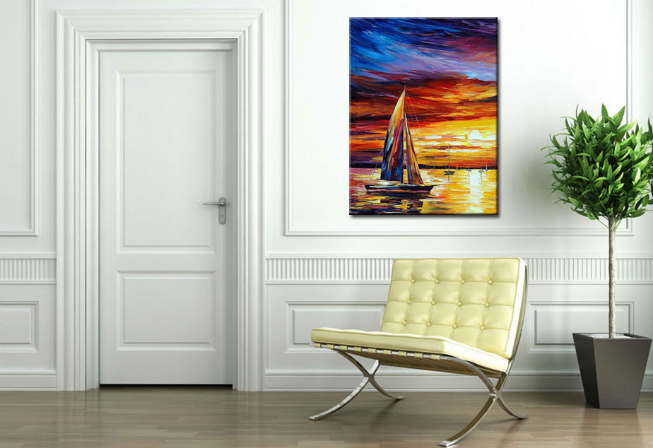 Zeilboot modern schilderij 90x120cm - Afbeelding 2