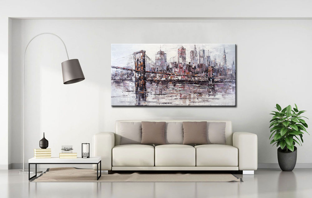 Brooklyn Bridge modern groot schilderij 180x90cm - Afbeelding 3