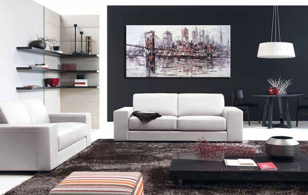 Brooklyn Bridge modern groot schilderij 180x90cm - Afbeelding 2