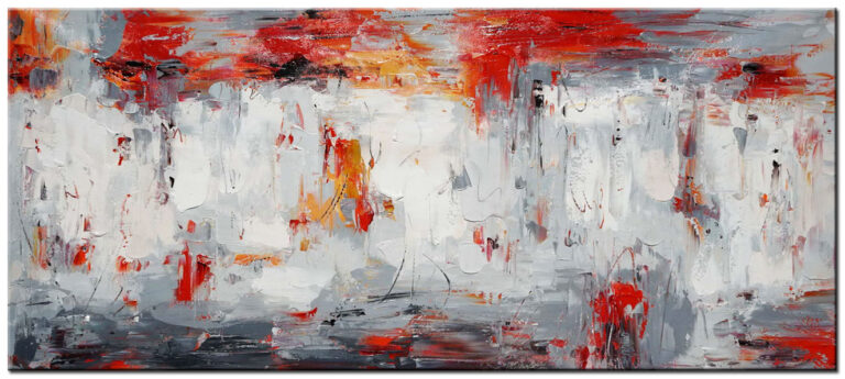 Abstract schilderij Rode Reflecties groot rood wit grijs