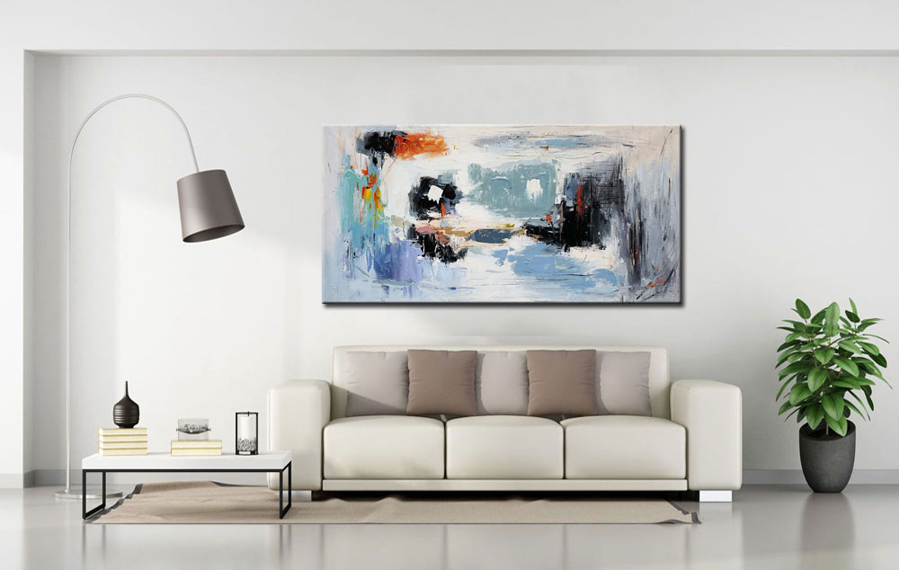 Abstract schilderij Blue Silence 180x90cm - Afbeelding 3