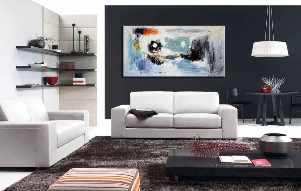 Abstract schilderij Blue Silence 180x90cm - Afbeelding 2