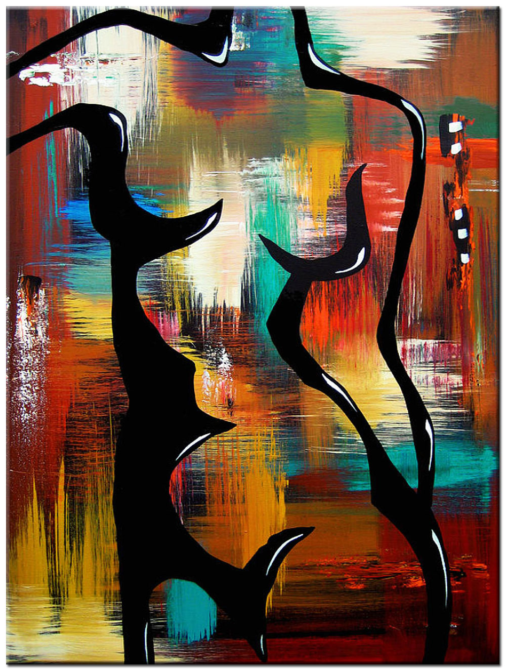 Abstract Vrouwenlichaam schilderij 90x120cm
