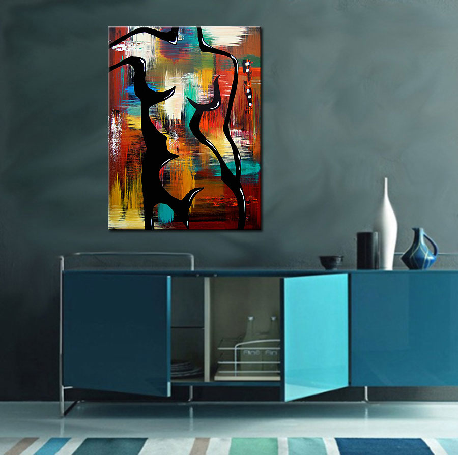 Abstract Vrouwenlichaam schilderij 90x120cm - Afbeelding 4
