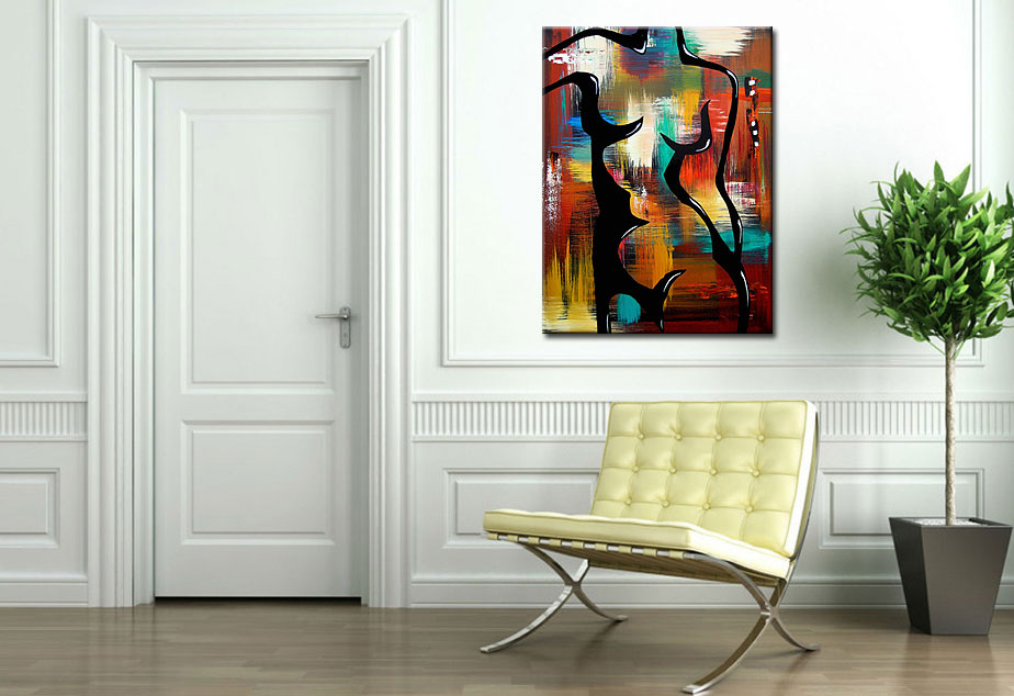 Abstract Vrouwenlichaam schilderij 90x120cm - Afbeelding 2