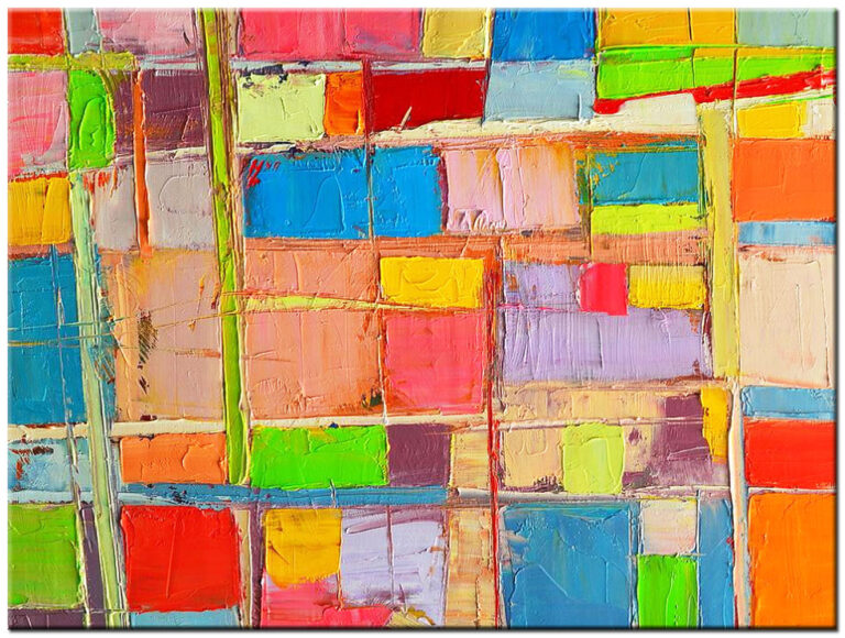 Schilderij Pastel Blocks handgeschilderd abstract olieverf schilderij met kleurrijke pastelvlakken