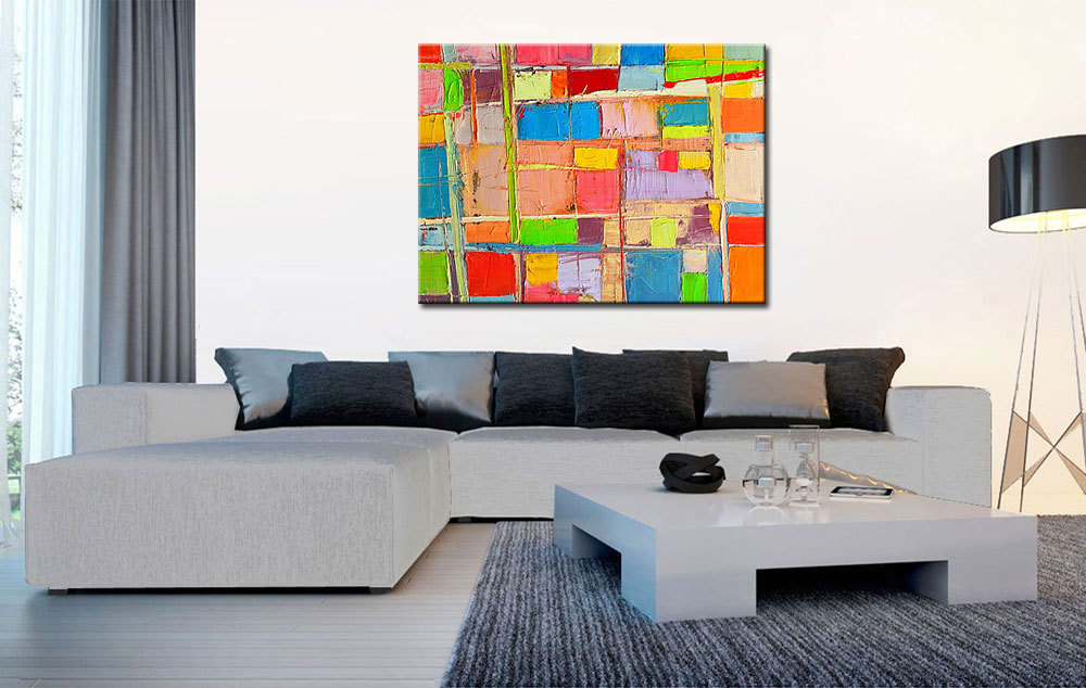 Pastel Blocks abstract modern schilderij 120x90cm - Afbeelding 4
