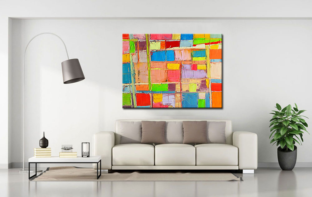 Pastel Blocks abstract modern schilderij 120x90cm - Afbeelding 2