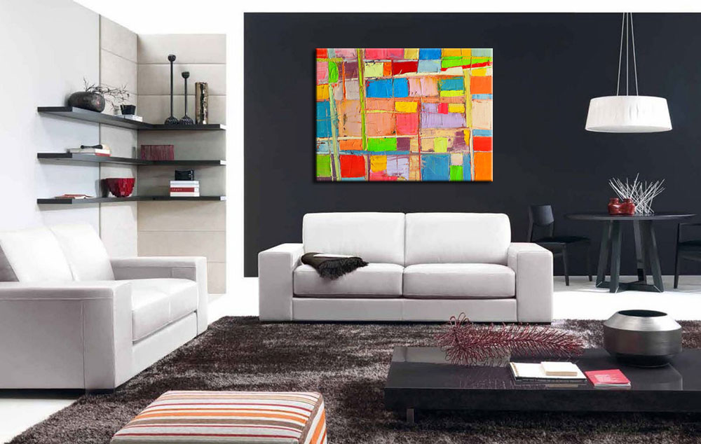Pastel Blocks abstract modern schilderij 120x90cm - Afbeelding 3