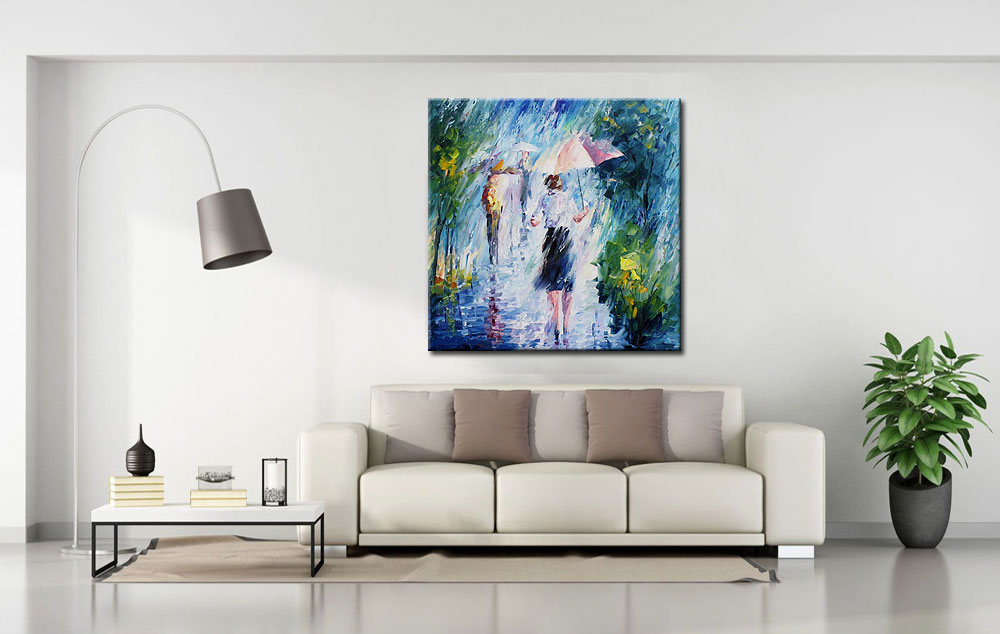 Regenachtige dag modern schilderij 100x100cm - Afbeelding 4