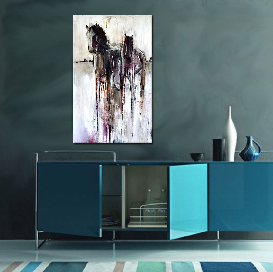 Paarden schilderij 80x120cm - Afbeelding 2