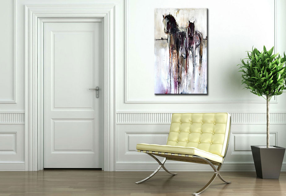 Paarden schilderij 80x120cm - Afbeelding 4