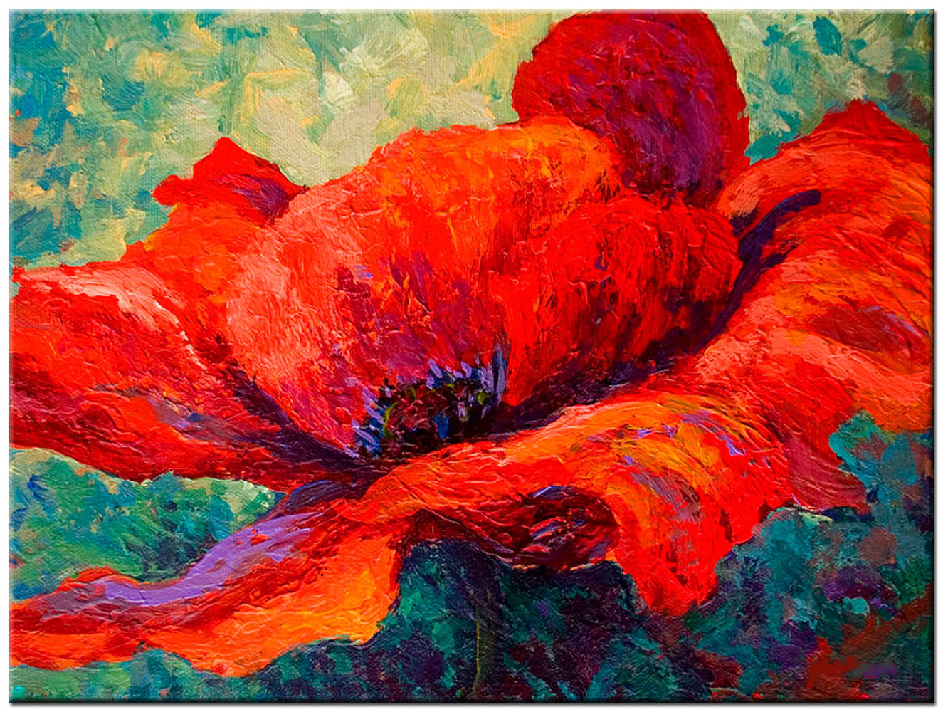 Bloemen schilderij Expressieve Klaproos 120x90cm