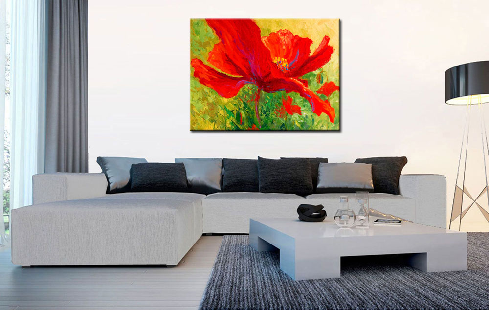 Bloemen schilderij Rode Klaproos Abstract 120x90cm - Afbeelding 4