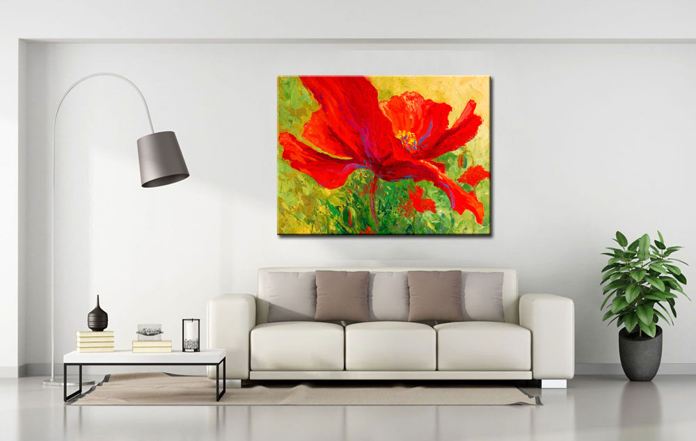 Bloemen schilderij Rode Klaproos Abstract 120x90cm - Afbeelding 2