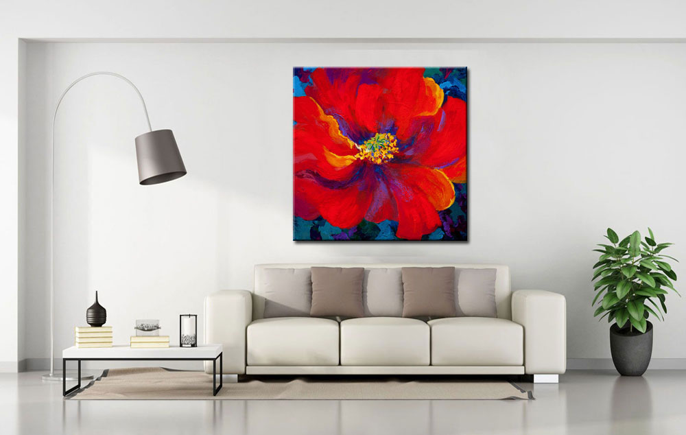 Bloemen schilderij Rode Klaproos Close-up 100x100cm - Afbeelding 2