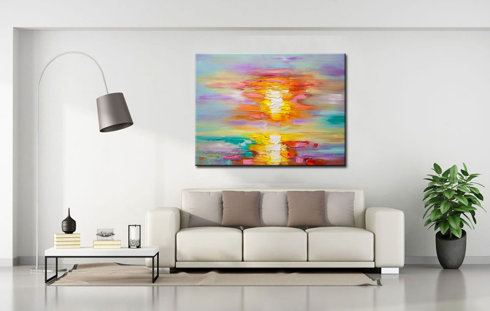 Zonsondergang modern schilderij 120x90cm - Afbeelding 4