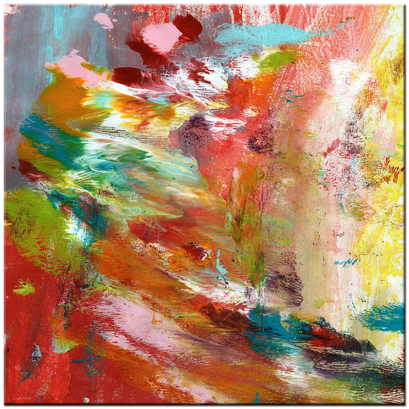 Rapidement abstract modern schilderij 100x100cm