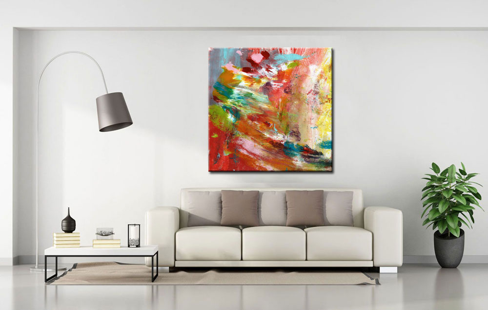 Rapidement abstract modern schilderij 100x100cm - Afbeelding 4