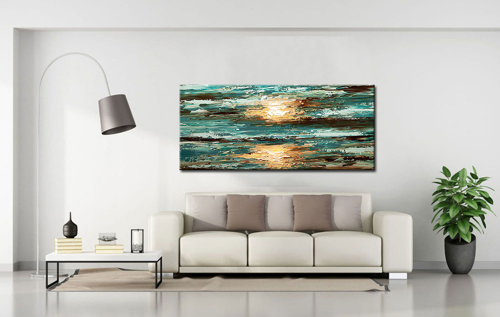 Abstract schilderij Eindeloze Horizon 160x70cm - Afbeelding 3