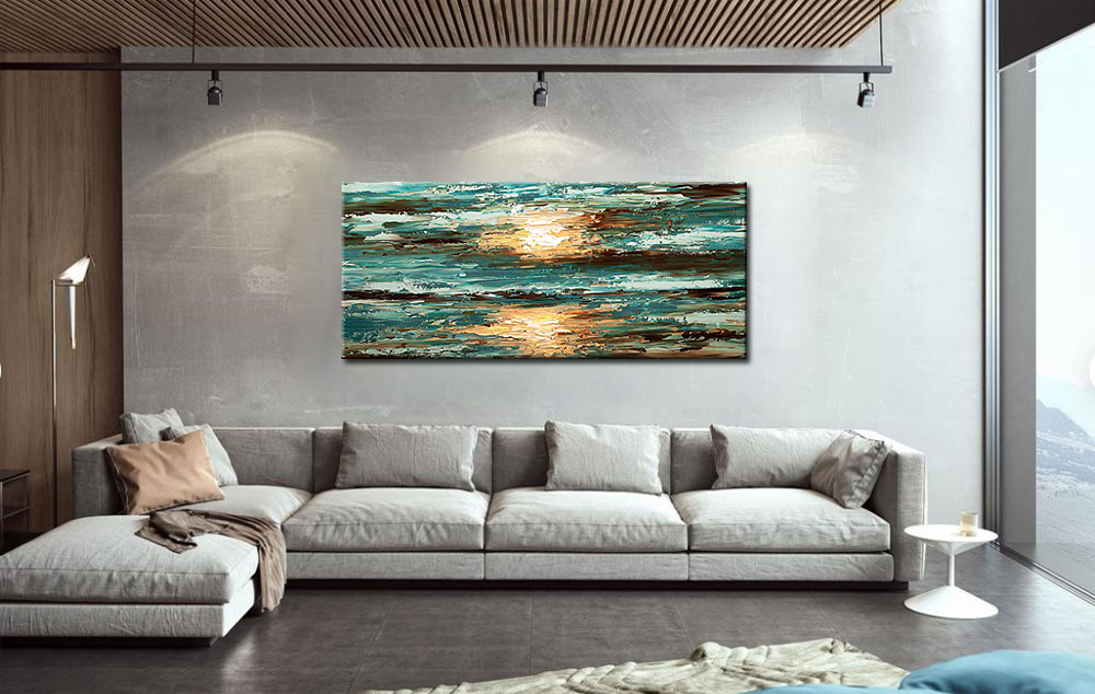 Abstract schilderij Eindeloze Horizon 160x70cm - Afbeelding 2