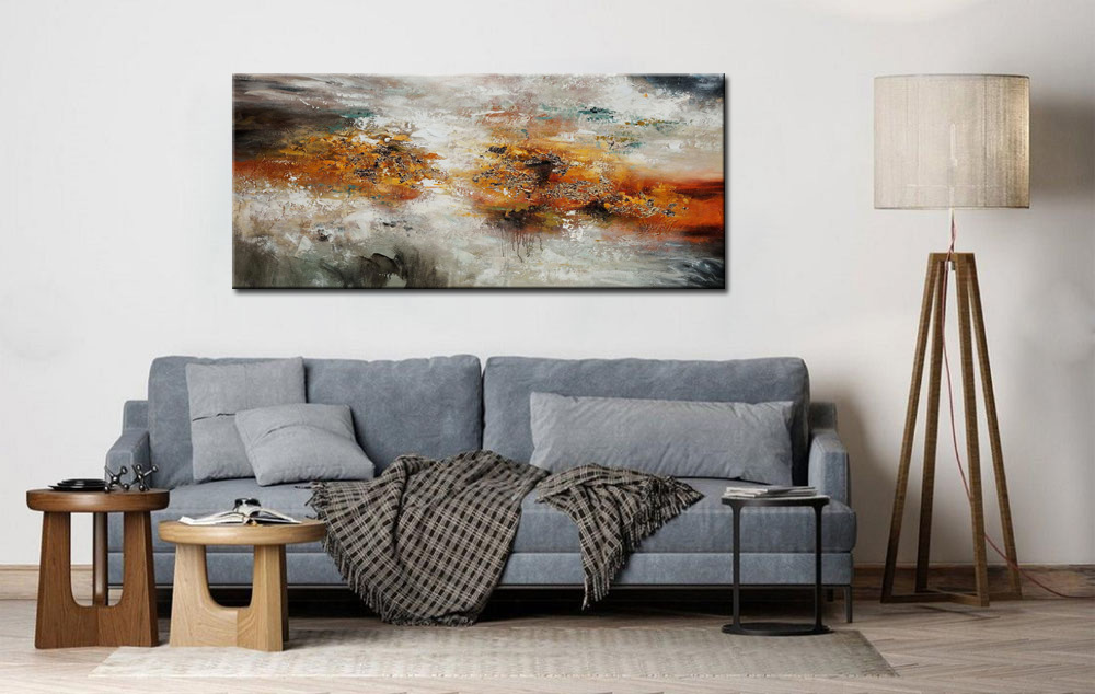 Tussen Twee Donkers abstract schilderij 160x70cm - Afbeelding 4