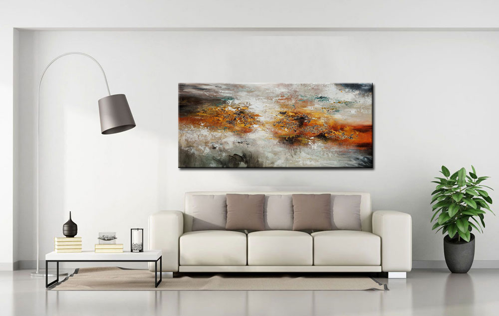 Tussen Twee Donkers abstract schilderij 160x70cm - Afbeelding 3