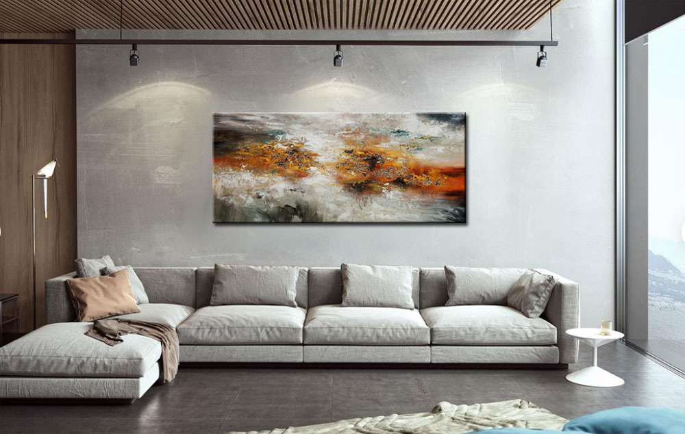 Tussen Twee Donkers abstract schilderij 160x70cm - Afbeelding 2