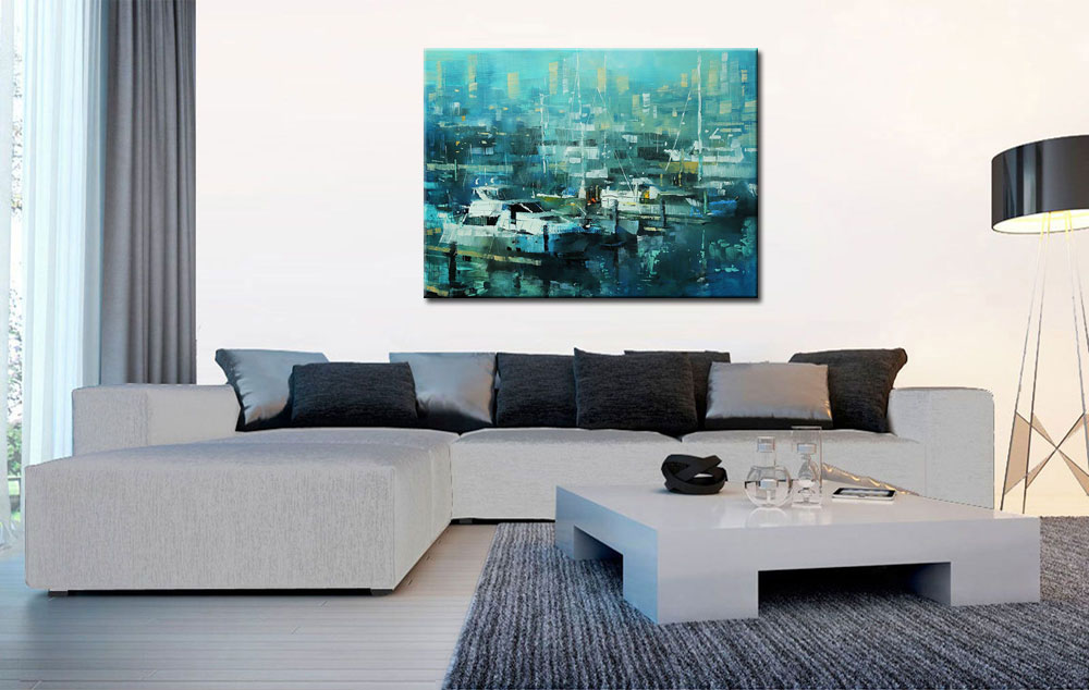 Haven modern schilderij 120x90cm - Afbeelding 3